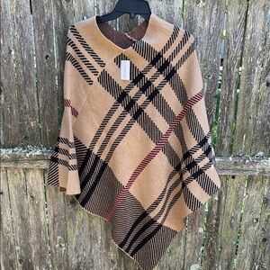 Paper Store tan plaid O/S shawl. NWT!